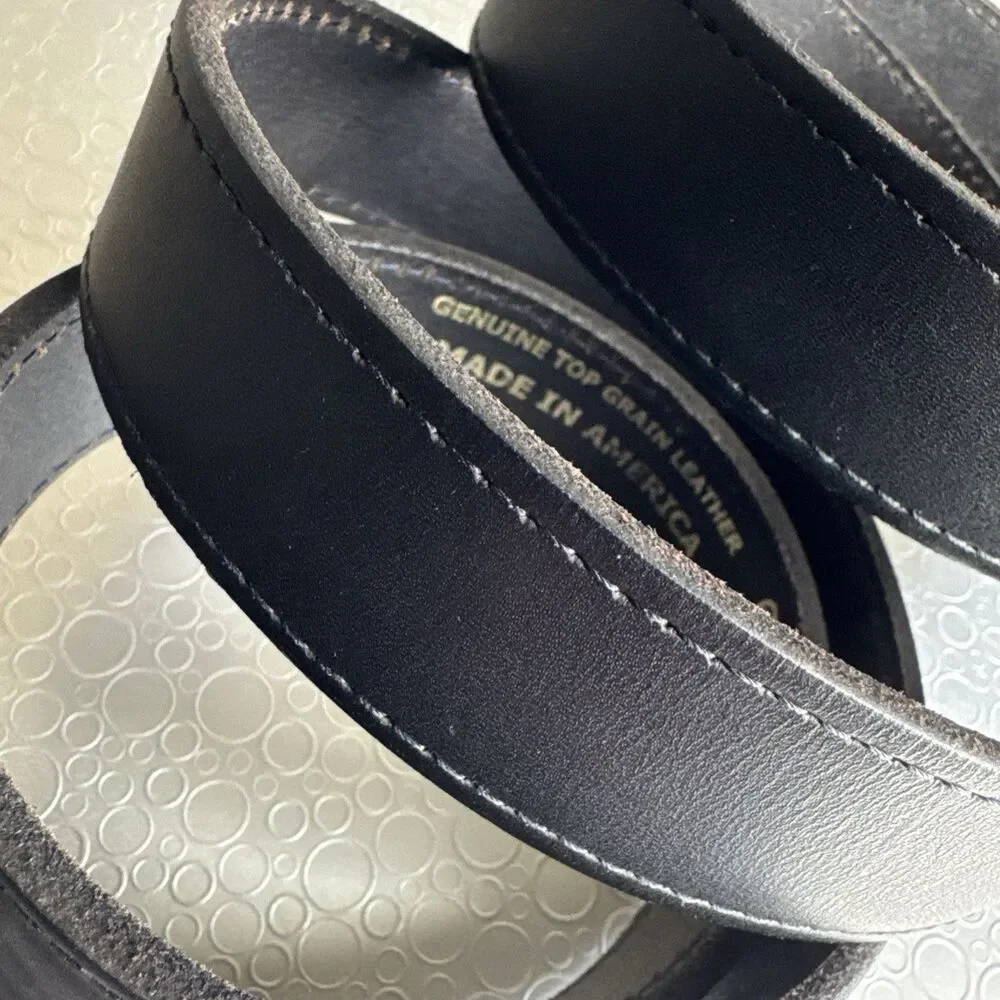 Davis Big & Tall Mens Black Leather Belt Interchangeable Buckle USA - Size 62